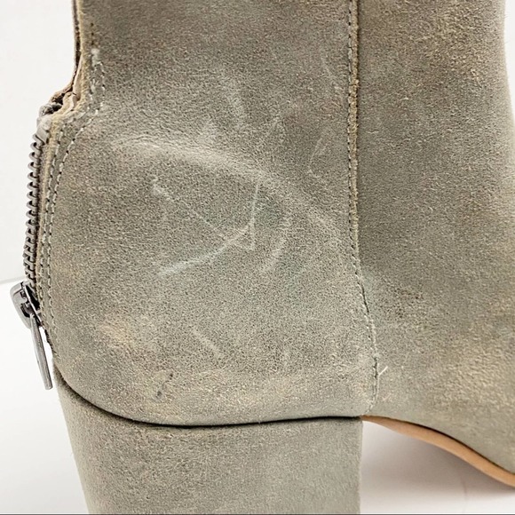 LUCKY BRAND Ravynn Gray Leather Upper Block Heel Ankle Boots, Size 12 - Picture 10 of 12